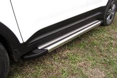 Пороги алюминиевые "Luxe Silver" 1600 серебристые TOYOTA LC PRADO 150 2014-